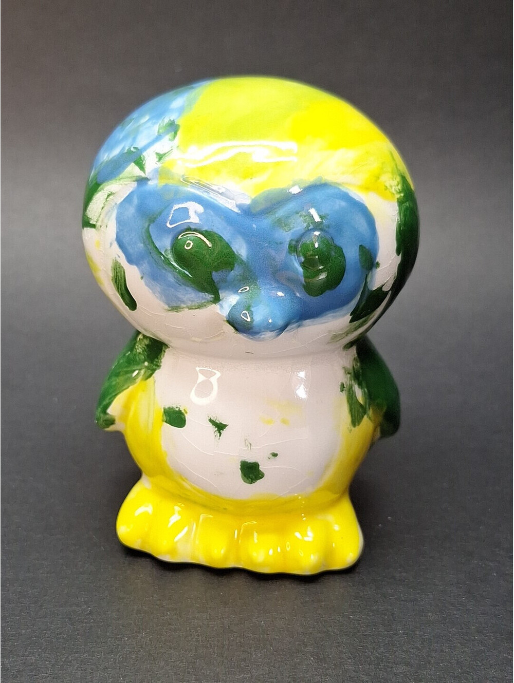 Penguin Figurine Handmade Signed Artisan 3 1/2" Multi Color Moms Daughters